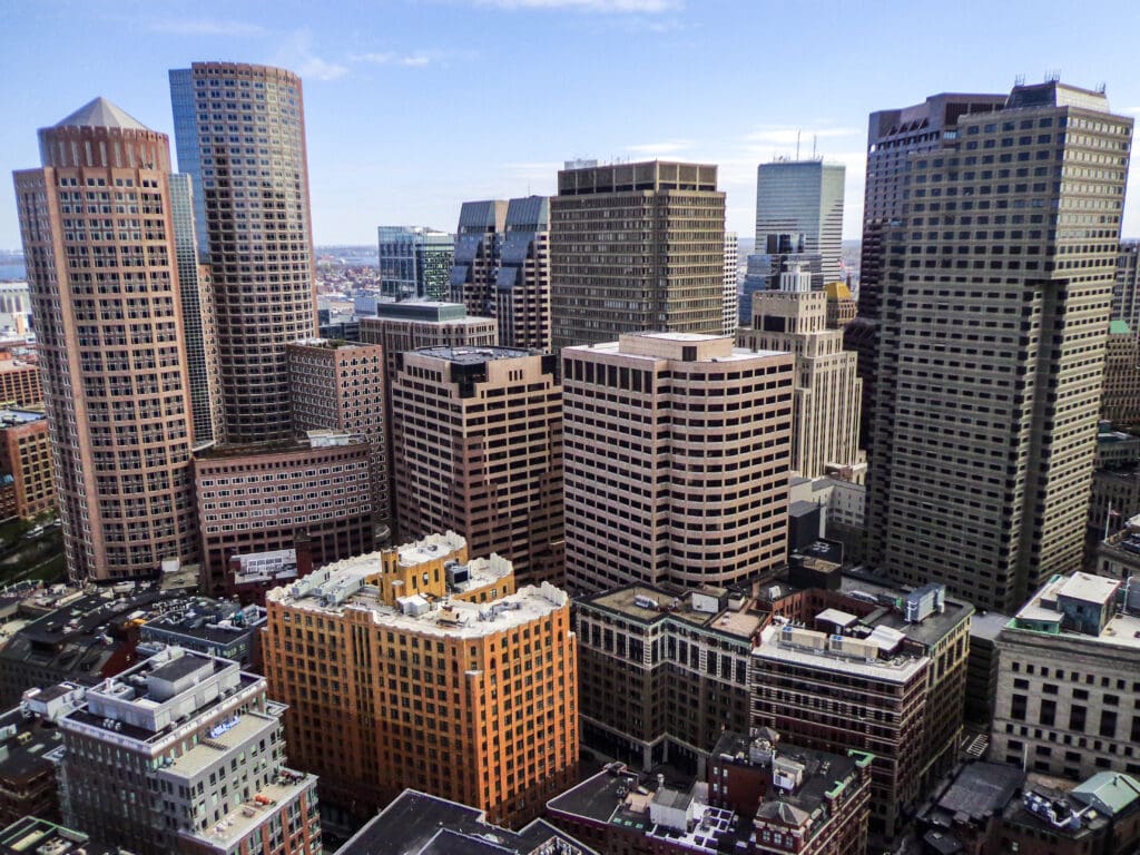A view of some buildings in the city.